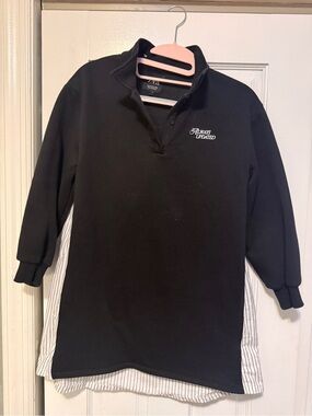 Zara Black Pullover Shirt with Striped Shirttail